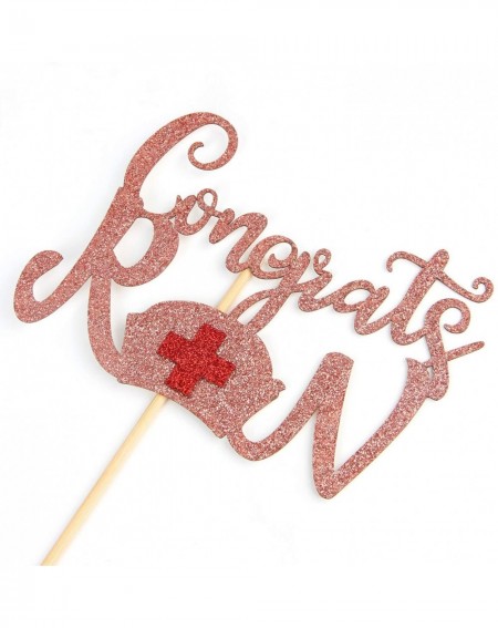 Cake & Cupcake Toppers Rose Gold Glitter Congrats RN Cake Topper - Medical Science High School/College Graduate Congratulatio...