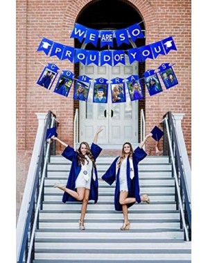 Banners & Garlands Graduation Party Supplies 2020 Blue Decoration- Congrats Banner and Photo Frame for College Grad Decor Ide...