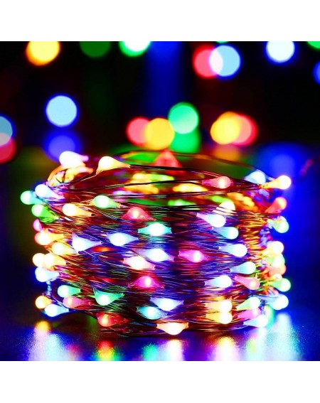 Outdoor String Lights Solar Christmas Lights- 2 Packs 33ft 100 LED 8 Modes Silver Wire Solar String Lights- Waterproof Outdoo...