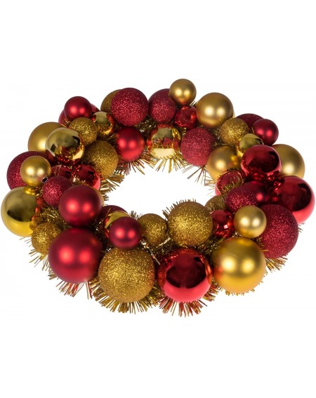Wreaths Christmas Ornament Wreath Bright Red and Gold - Festive Holiday Décor - Classic Theme - Lightweight Shatter Resistant...
