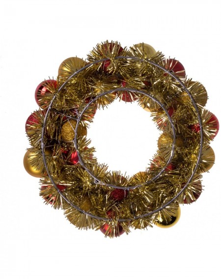 Wreaths Christmas Ornament Wreath Bright Red and Gold - Festive Holiday Décor - Classic Theme - Lightweight Shatter Resistant...