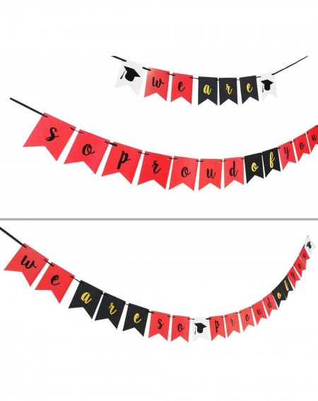 Banners We are Proud of You Banner - Perfect Graduation Decorations Party Supplies for Grad Party Bunting Red White Black - R...