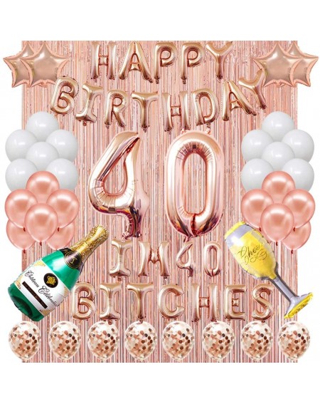 Balloons Happy 40th Birthday Decoration Set-16 Inch I AM 40 Bitches Banner Happy Birthday Banner Confetti Balloons Ideal for ...