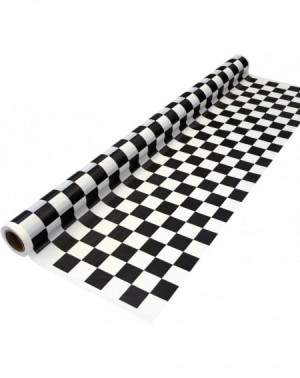 Tablecovers Printed Plastic Banquet Table Roll Available in 27 Colors- 40" x 100'- Black and White Checks - Black and White C...