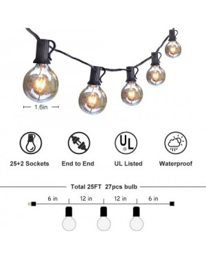 Outdoor String Lights Globe String Lights 25Ft G40 Commercial Decor Outdoor Patio Lights UL Listed Handling Lights with 27 Cl...
