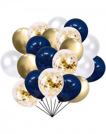 Balloons 60 pcs Navy Blue and Gold Confetti Balloons 12 inch Pearl White and Gold Metallic Party Balloons for Shower Wedding ...