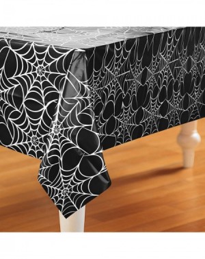 Tableware Black Spider Web Halloween Plastic Tablecloth- 84" x 54 - CL11N3ID7V7 $7.38