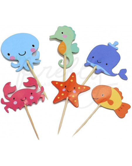 Cake & Cupcake Toppers Aquarium Fish 24 Cupcakes Toppers Double Sized Baby Shower Decorations Party Cake Decorating Supplies ...