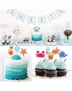 Cake & Cupcake Toppers Aquarium Fish 24 Cupcakes Toppers Double Sized Baby Shower Decorations Party Cake Decorating Supplies ...