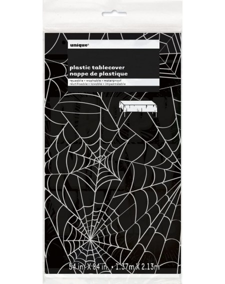 Tableware Black Spider Web Halloween Plastic Tablecloth- 84" x 54 - CL11N3ID7V7 $7.38