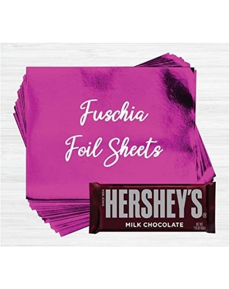 Favors Fuschia Shiny Candy Bar Wrapper Foil Sheets for Over Wrapping Hershey's Chocolate Bars - 40 Sheets - CF18WSQR99R $21.68