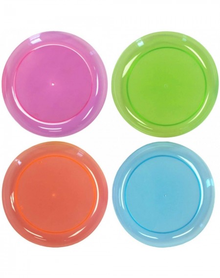 Tableware Colors Plastic Party Supplies- 120-Count- 7.5" Round Salad Plates- Assorted Neon - 120-Count - CU196XY4AH6 $62.99