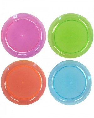 Tableware Colors Plastic Party Supplies- 120-Count- 7.5" Round Salad Plates- Assorted Neon - 120-Count - CU196XY4AH6 $38.45