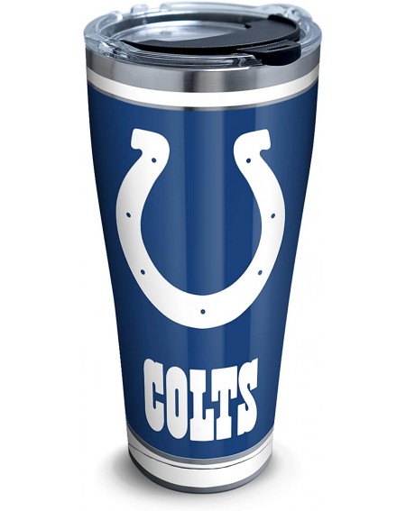 Tableware Indianapolis Colts - Touchdown Stainless Steel Insulated Tumbler with Clear and Black Hammer Lid- 30 oz- Silver - S...
