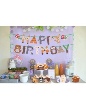 Banners 15pcs Woodland Animals Happy Birthday Banner Decoration for Woodland Garland Forest Theme Birthday Festival Party - C...