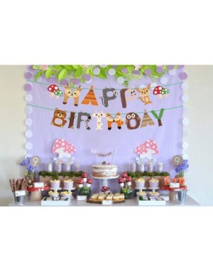 Banners 15pcs Woodland Animals Happy Birthday Banner Decoration for Woodland Garland Forest Theme Birthday Festival Party - C...