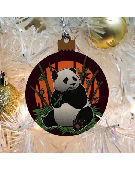 Ornaments Giant Panda Bear Eating Bamboo Wood Christmas Tree Holiday Ornament - C01898GCDIS $12.13