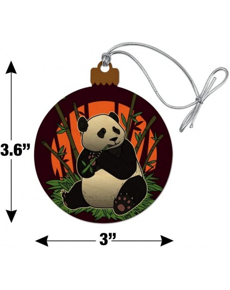 Ornaments Giant Panda Bear Eating Bamboo Wood Christmas Tree Holiday Ornament - C01898GCDIS $12.13