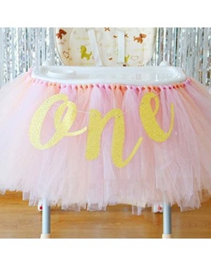 Banners & Garlands 1st Birthday Baby Party Decoration High Chair Glitter Gold ONE Banner - Gold - C318IGXL3GH $6.06