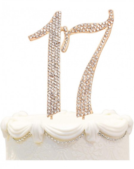 Cake & Cupcake Toppers Bling Crystal Rhinestone 17 Birthday Cake Topper - Best Keepsake - 17th Party Decorations Gold - 17-go...