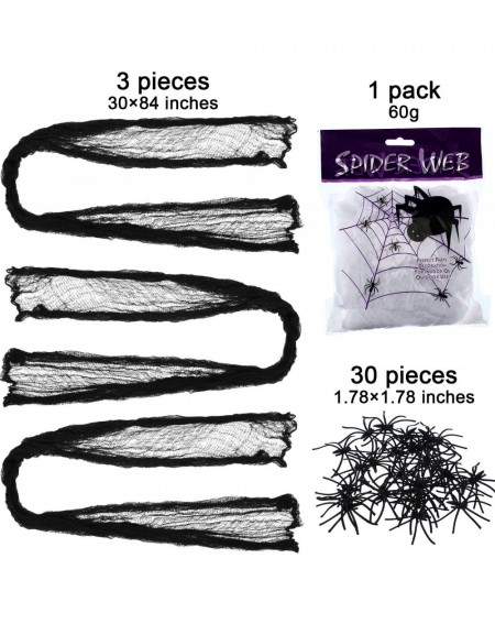 Banners & Garlands 3 Pieces 30 by 84 Inches Black Gauze Creepy Cloth and 60 g Stretch Spider Web with 30 Pieces Creepy Spider...