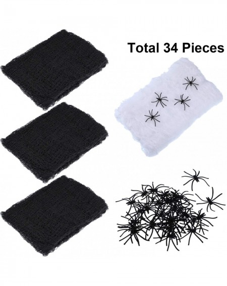 Banners & Garlands 3 Pieces 30 by 84 Inches Black Gauze Creepy Cloth and 60 g Stretch Spider Web with 30 Pieces Creepy Spider...