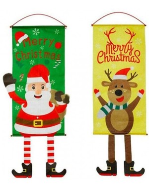 Ornaments Christmas Hanging Flag Door Ornaments Banners Fabric Porch Sign- 2 Pcs Door Banner Hanging Xmas Ornament Party Wind...