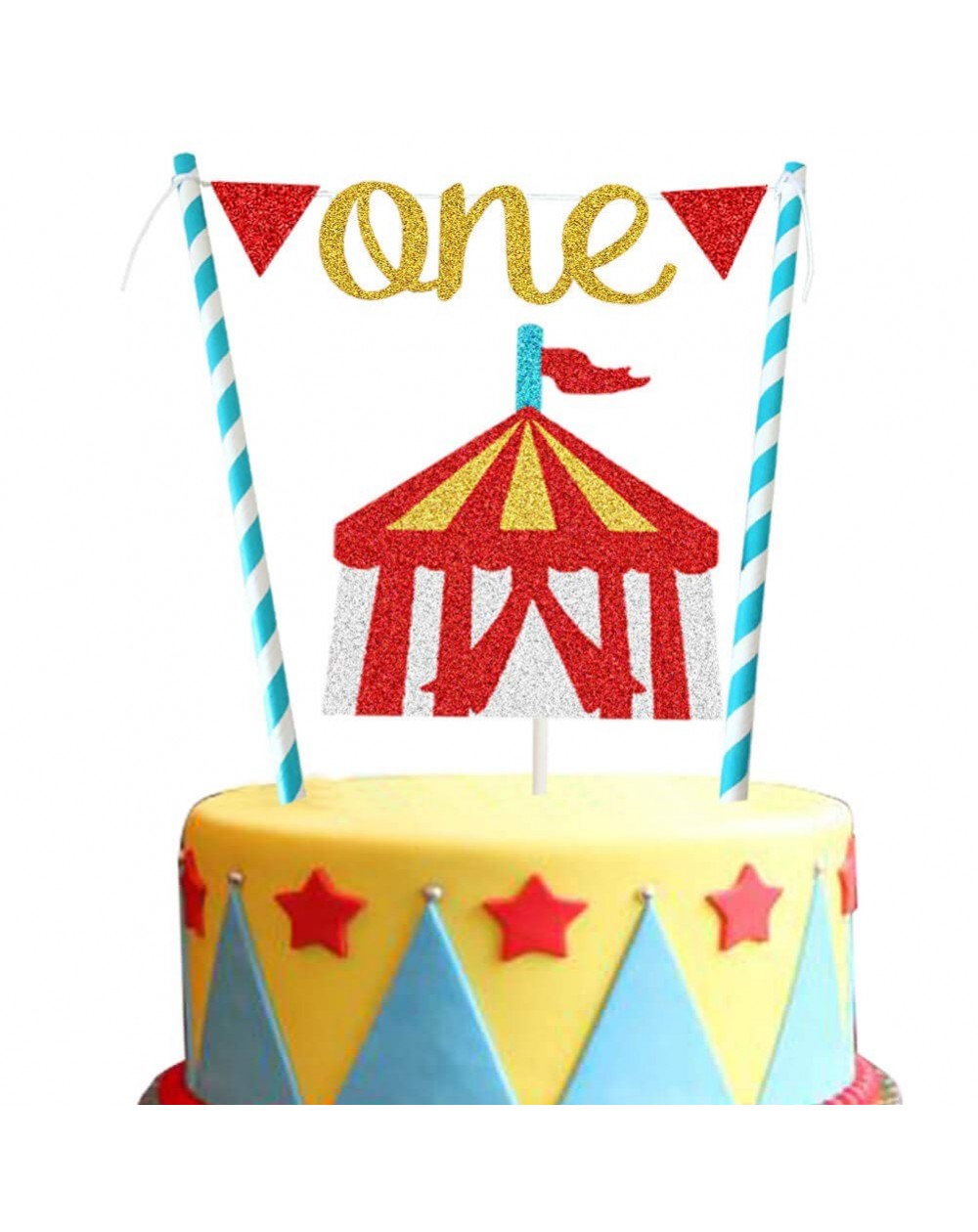 Cake & Cupcake Toppers Circus First Birthday Cake Topper for Vintage Circus Tent Big Top Theme 1st Birthday Party Decoration ...