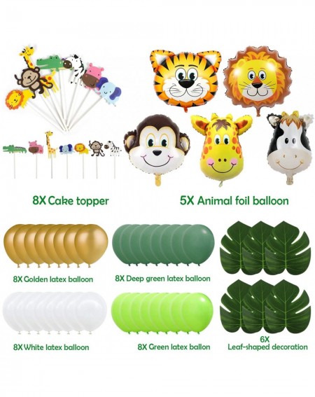 Party Packs Jungle Safari Theme Birthday Party Decorations - Party Decoration Set- Happy Birthday Bunting Banner with Latex B...