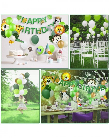Party Packs Jungle Safari Theme Birthday Party Decorations - Party Decoration Set- Happy Birthday Bunting Banner with Latex B...
