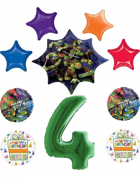 Teenage Mutant Ninja Turtles Party Supplies 4th Birthday TMNT Balloon Bouquet Decorations - CA18Z3DNEYC
