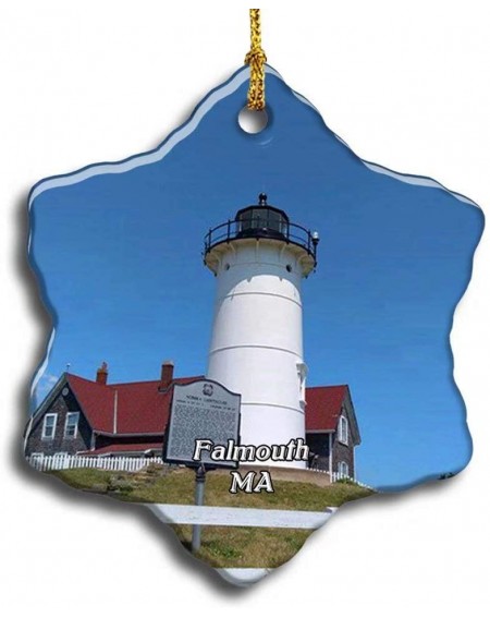 Ornaments Falmouth Woods Hole Lighthouse Massachusetts USA America Christmas Ceramic Ornament Xmas Tree Decor Souvenirs Doubl...
