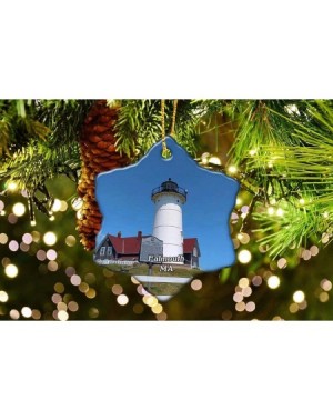 Ornaments Falmouth Woods Hole Lighthouse Massachusetts USA America Christmas Ceramic Ornament Xmas Tree Decor Souvenirs Doubl...