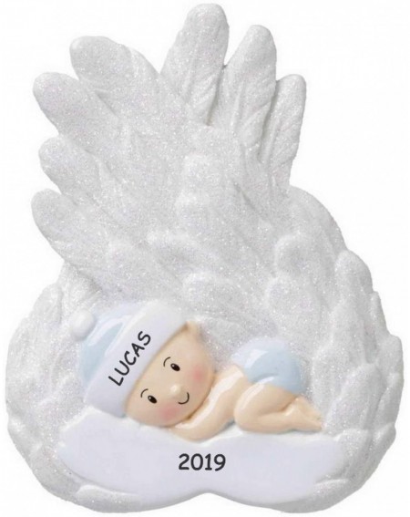 Ornaments Personalized Baby Angel Christmas Ornament (Blue) - Blue - C018A578U89 $34.07