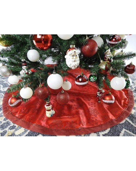 Tree Skirts 47.2" Red Fabric With Red Snow Christmas Tree Skirt - Red/Snow - Px4. Red/Snow - C112N1E10TC $18.03