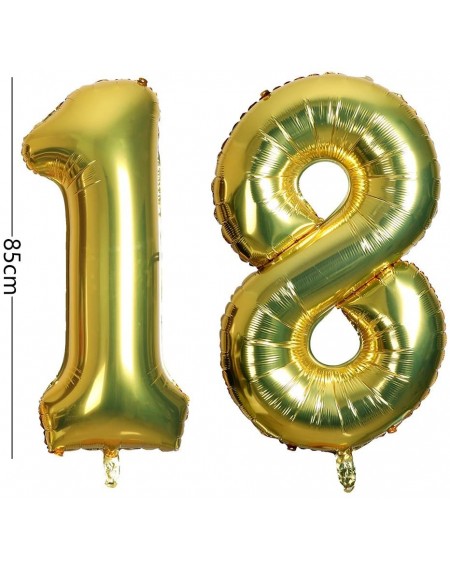 Balloons 40 Inch Jumbo Number 18 Balloon Birthday Party Celebration Decoration Foil Helium Balloons-Gold - 18 Gold - C718S52Q...