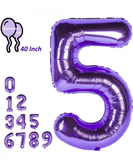 Balloons Giant Number Balloons Purple Party Ballons 40 Inch Helium Foil Mylar Balloons (5) - 5 - CJ18SM0Z66Z $17.73