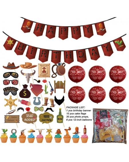 Party Packs Western Cowboy Theme Happy Birthday Party Decorations Wild West Country Party Supplies Large Colorful Banner Sign...