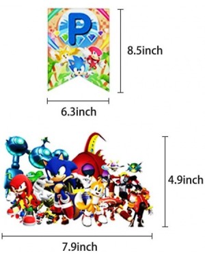 Banners Sonic The Hedgehog Birthday Party Supplies Happy Birthday Banner Cake Topper Cupcake Toppers Sonic Theme Party Decora...
