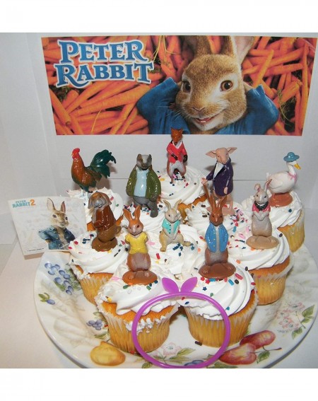 Cake & Cupcake Toppers Peter Rabbit Deluxe Cake Toppers Cupcake Decorations Set with 10 Figures- Sticker and BunnyBracelet fe...