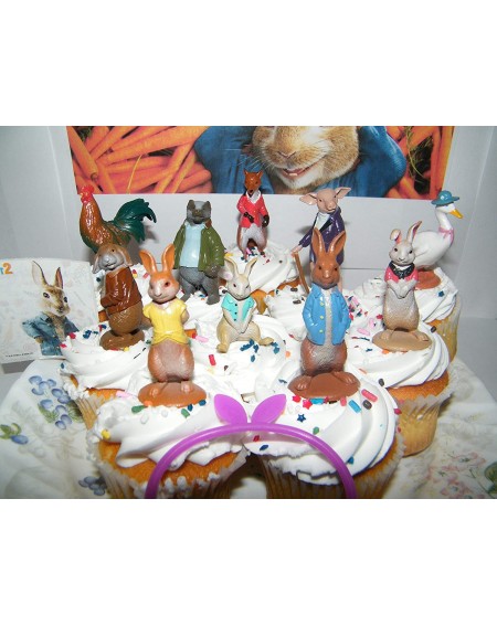 Cake & Cupcake Toppers Peter Rabbit Deluxe Cake Toppers Cupcake Decorations Set with 10 Figures- Sticker and BunnyBracelet fe...