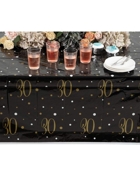Tablecovers 30th Birthday Table Cloth Covers- 2-Pack Plastic Tablecloths for Rectangle Tables 30 Years Party Decorations Supp...