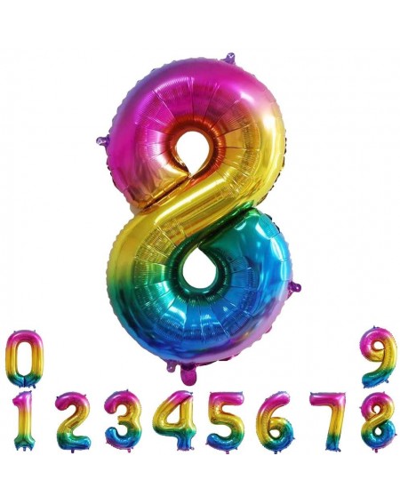 Balloons 40 Inch Large Rainbow Balloon Number 8 Balloon Helium Foil Mylar Balloons Party Festival Decorations Birthday Annive...