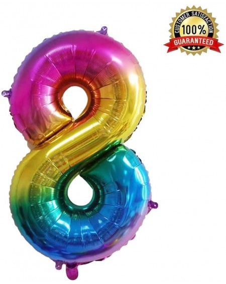 Balloons 40 Inch Large Rainbow Balloon Number 8 Balloon Helium Foil Mylar Balloons Party Festival Decorations Birthday Annive...