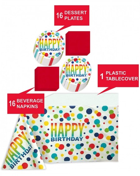 Party Packs Polka Dots Birthday Party Supplies - Colorful Red and Black Happy Birthday Supplies (Serves 16) - CZ1996ZTGU0 $14.29
