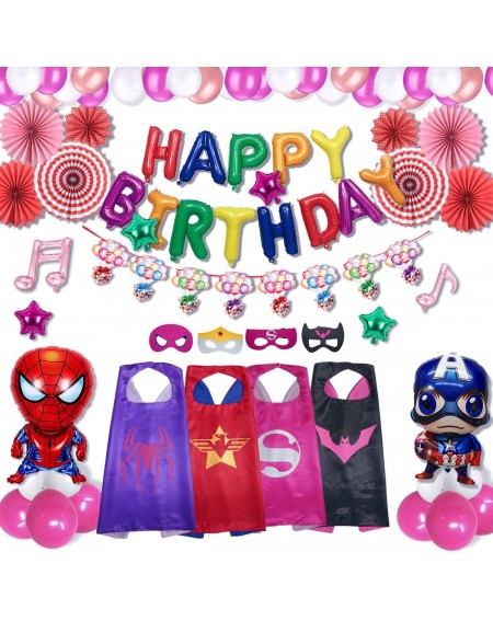 Balloons Superhero Party Supplies Cartoon Superhero Capes for Girl Birthday Superhero Themed Party Decoration Kit (76 Pcs) In...