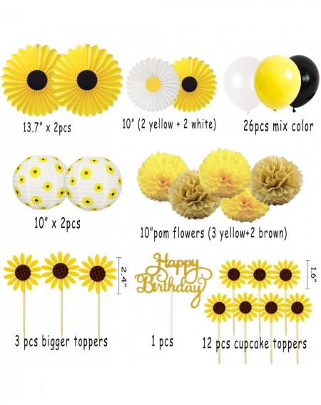Balloons Sunflower Birthday Party Decorations Supplies Kit- 1st Birthday Decorations for Girl- Summer Fall Birthday Party Dec...