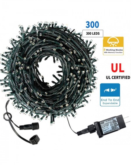Outdoor String Lights Christmas String Lights 105Ft 300 LEDs with UL Certified End-to-End Expandable Plug- 8 Modes Waterproof...