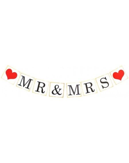 Banners & Garlands Mr & Mrs Party Banner-Bunting Banner Red Heart for Wedding Bridal Shower Decoration - CQ18G697LC4 $8.43