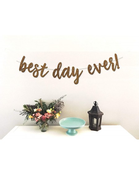 Banners & Garlands Best Day Ever Banner - Premium Rose Gold Glitter Cardstock Paper - Larger Text for Better Visibility - Per...